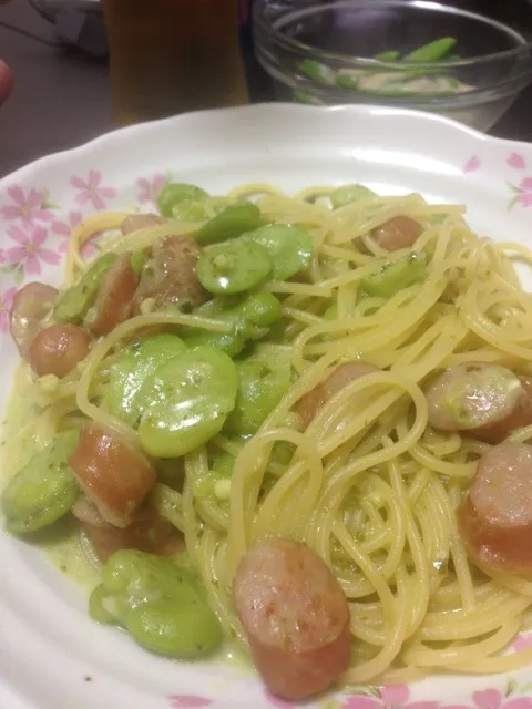 残り物そら豆パスタ|bonnyさん