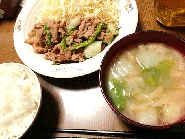 生姜焼き白菜炒め＆白菜の味噌汁|づんださん