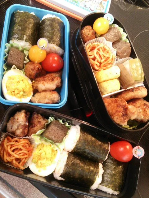 Snapdishの料理写真:男子３人お弁当♪|ゆみゆみさん