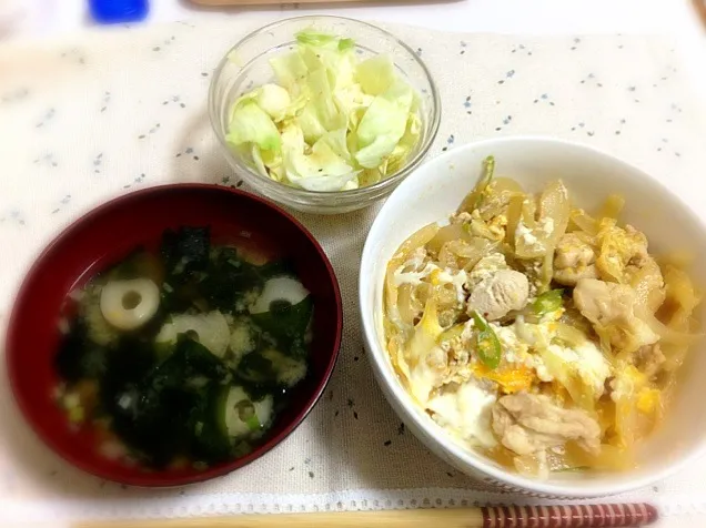 親子丼＆なんちゃって病みつきキャベツ|なつこさん