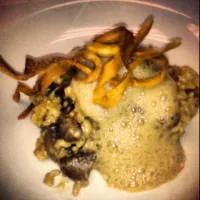 mushroom risotto with mushroom foam and crispy parsnip|scott tealさん