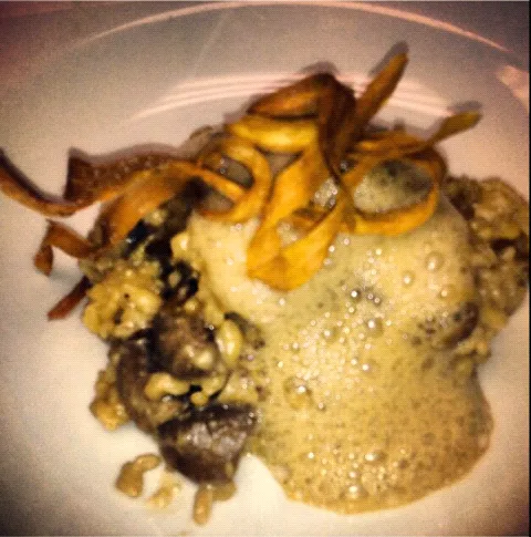 Snapdishの料理写真:mushroom risotto with mushroom foam and crispy parsnip|scott tealさん