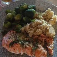 Salmon Brussels sprouts rice|lisa holmesさん