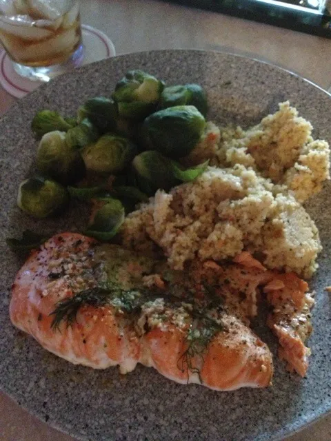 Salmon Brussels sprouts rice|lisa holmesさん