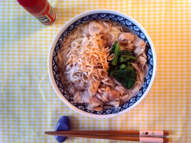 桜海老と春菊の煮麺！|ぷちこさん