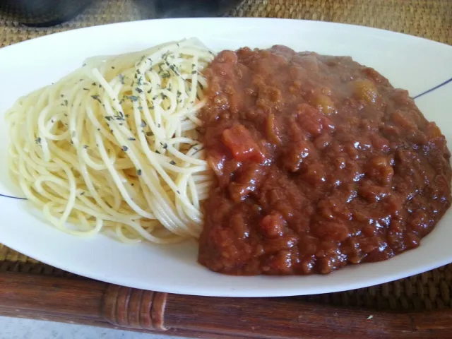 キーマカレーがミートソーススパゲティに♡|chachakoさん