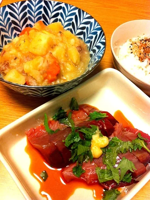 肉ジャガと鰹の刺身定食|soukubotaさん