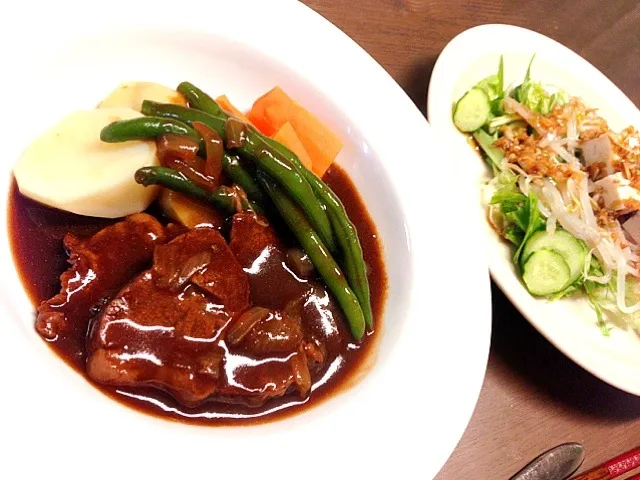 牛肉のデミグラスソース煮・豆腐サラダ|みきさん