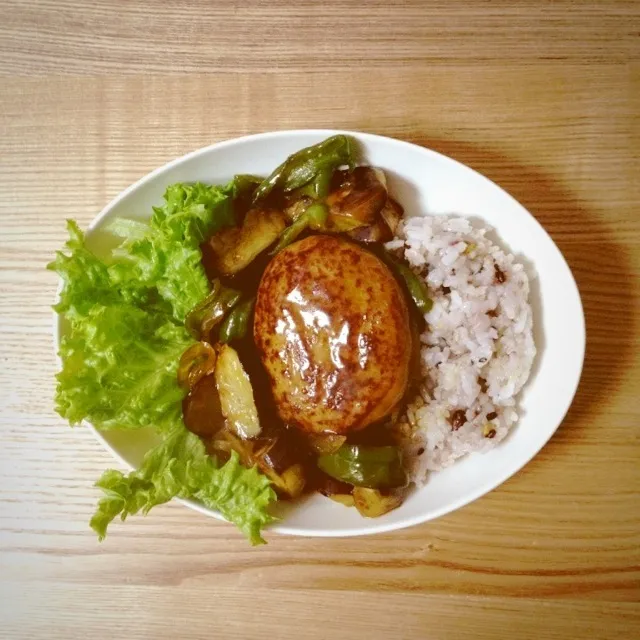 和風ハンバーグ丼|さたーすさん