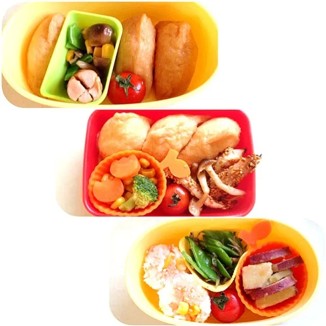 Snapdishの料理写真:first three days lunch boxes for one year old girl|ゆうさん