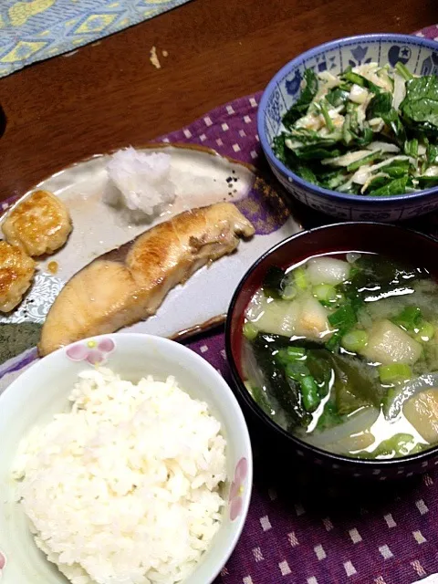 魚の照り焼き サラダ 味噌汁|掛谷節子さん