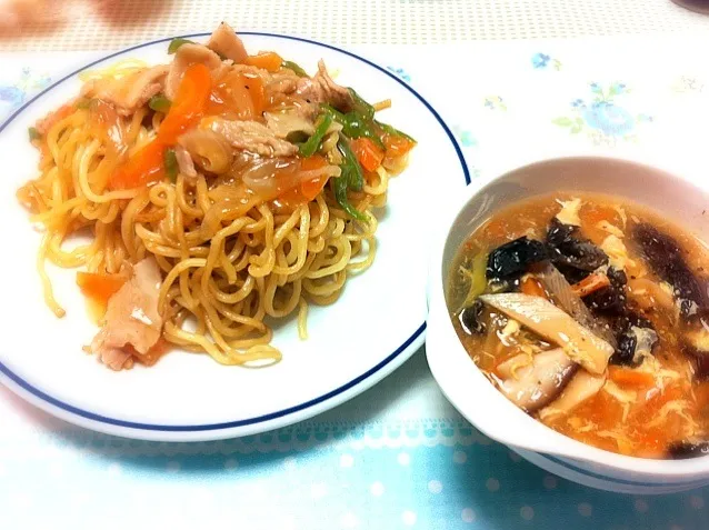 あんかけ焼きそば＆サンラータン|みきさん