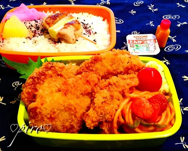 Snapdishの料理写真:4/24 男子高校生弁当 ひとくちカツ弁当|ピロさん