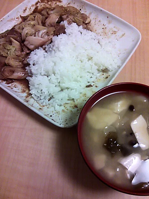 回鍋肉と味噌汁とご飯|ぼーのさん