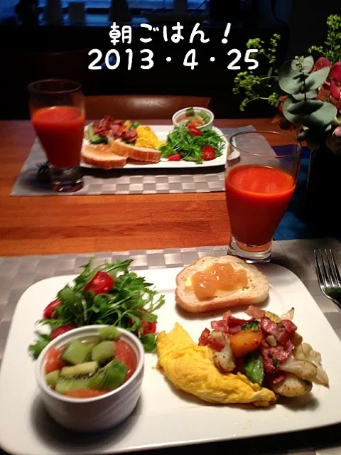 Snapdishの料理写真:朝ごはん 2013・4・25|ローゼルさん