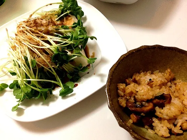 うなぎまぶしご飯と、豆腐とカイワレのサラダ☆|めぐっぺさん