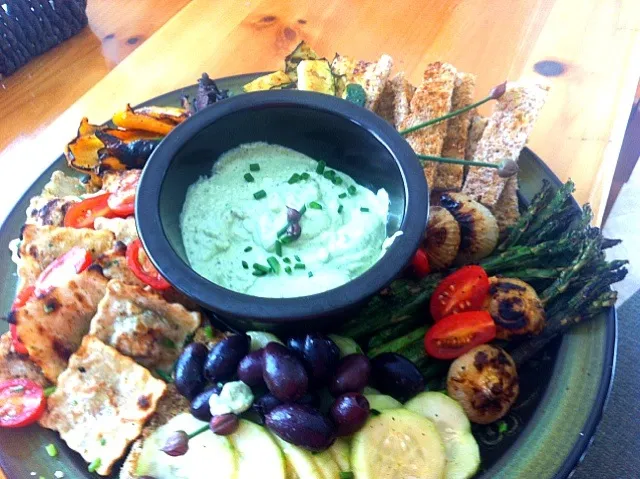 grilled antipasta platter with heraceous tofu dip|virginia frasseさん