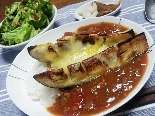 Snapdishの料理写真:米なすグラタンのトマトカレー|シェリリンさん