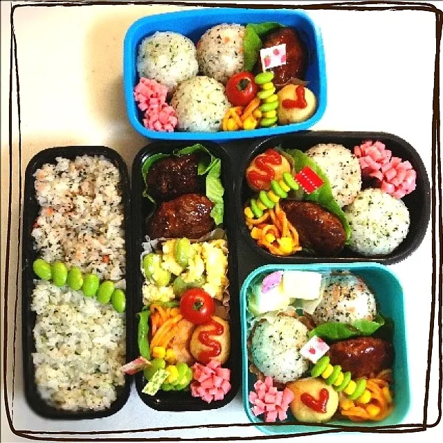 旦那サマと子どもたちのお弁当|ゆりっぺ⋆*❁さん