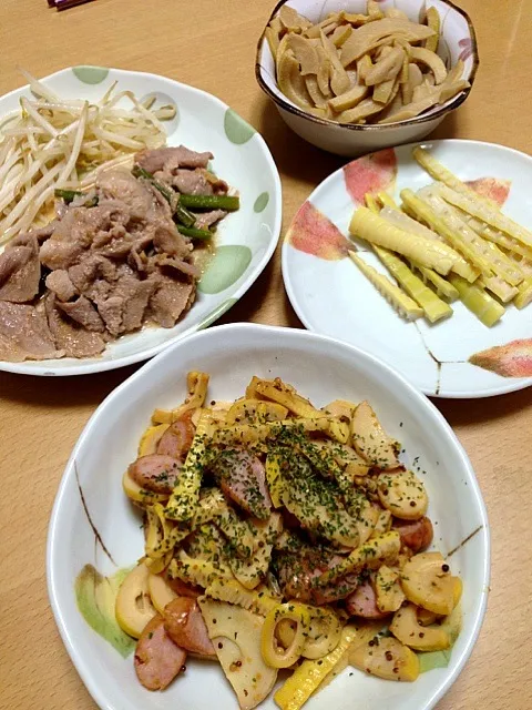 Snapdishの料理写真:筍いっぱい夕飯|くんちゃんさん