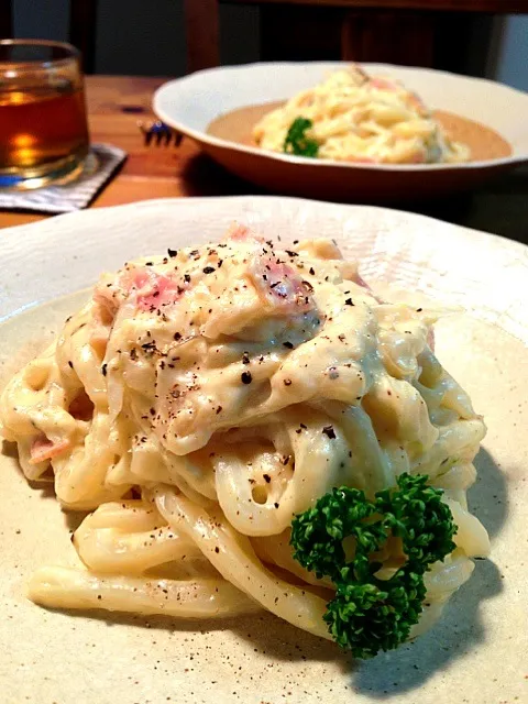 Snapdishの料理写真:うどんカルボナーラ|sato*さん