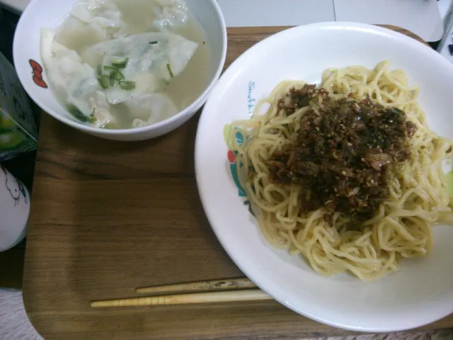 汁なし担々麺と餃子スープ|いもこさん