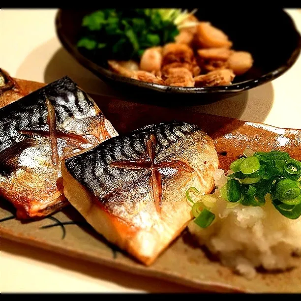 ヘルシオでふっくらサバ塩焼き        ホタテお刺身😊|ゆめさん