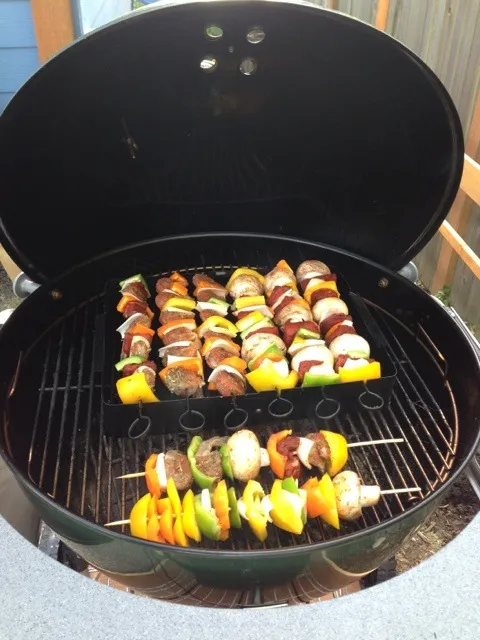 Shrimp, beef & veg kabobs|@gmikulskyさん