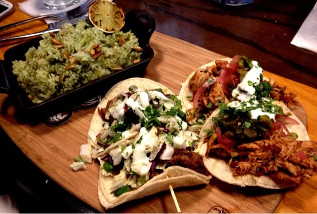 Chicken Soft Tacos and Carne Asada Soft Tacos with Quinoa from Public School|sooprcoolchicaさん