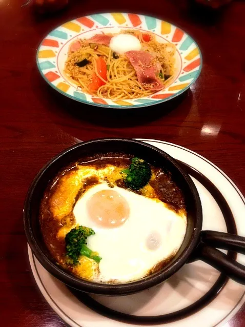 Snapdishの料理写真:星野珈琲のカレー＆パスタ|よりさん