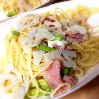 生ハムとレンコンの塩麹パスタ！|かおりさん