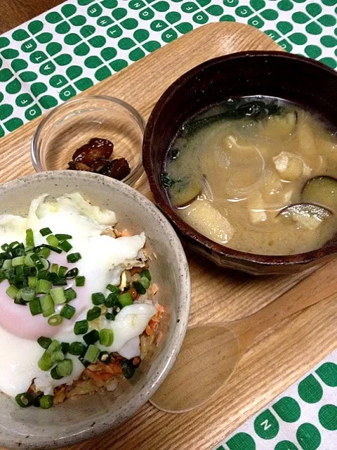 鮭納豆卵丼&味噌汁☆|くうさん