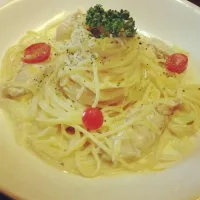 egg yolks cheese chicken pasta|happyhappyさん