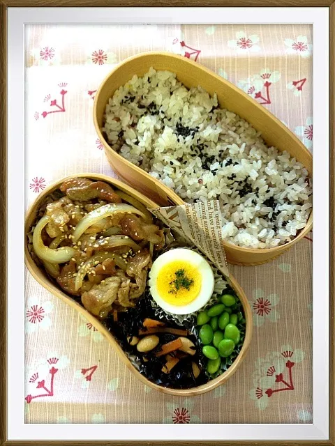 Snapdishの料理写真:豚肉の甘辛炒め弁当|ネギさん