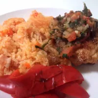 Grilled Chicken with Shikwasa Salsa, Rice, and Roasted Peppers|Paul McMahonさん