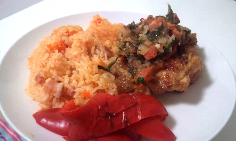 Grilled Chicken with Shikwasa Salsa, Rice, and Roasted Peppers|Paul McMahonさん