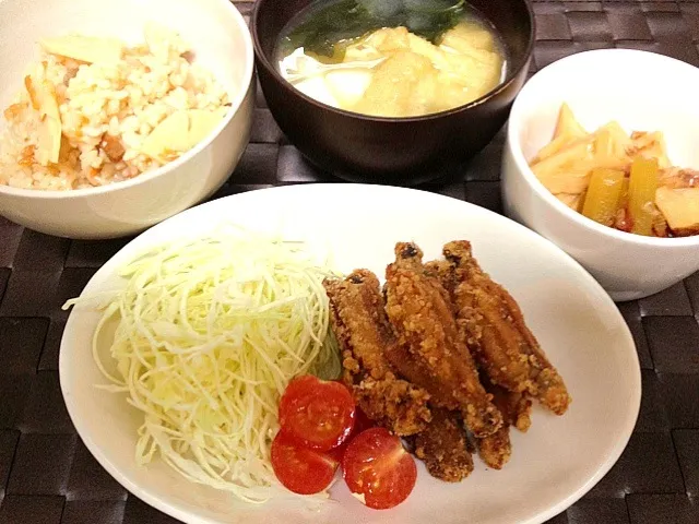 手羽中からあげとタケノコの土佐煮とタケノコご飯|あやかさん