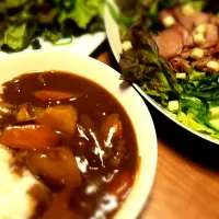 甘口curry rice♡焼き豚salad|正木伶果さん