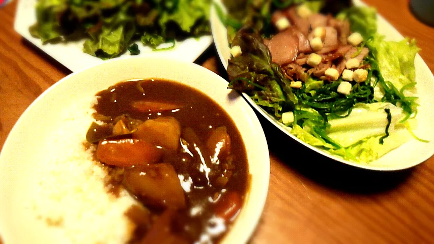 Snapdishの料理写真:甘口curry rice♡焼き豚salad|正木伶果さん