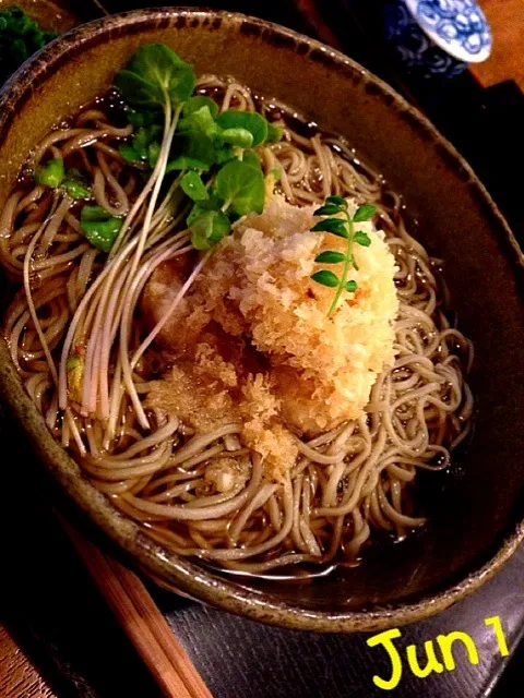 Snapdishの料理写真:ぷりぷり小海老の天ぷら蕎麦🍲|中さんさん