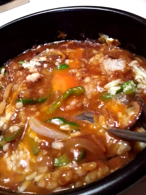 石焼きカレー丼→混ぜていただきます！|ふりるさん