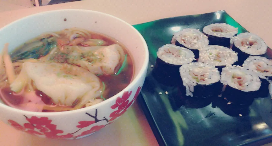 chicken katsu ramen and sushi|tasya adistyaさん