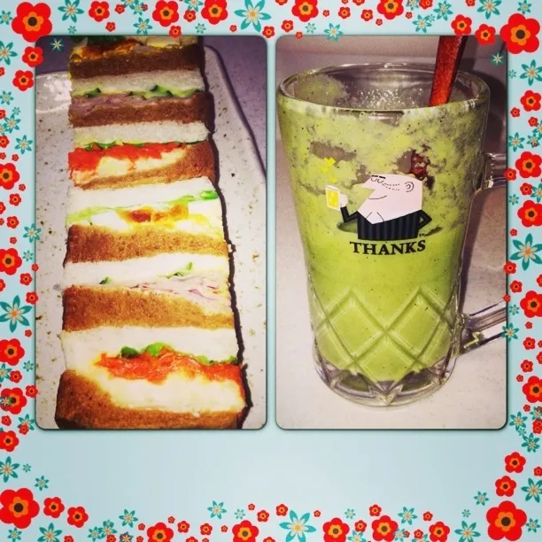 Mix sandwich , green smoothie yumyum|OHaru🎀さん