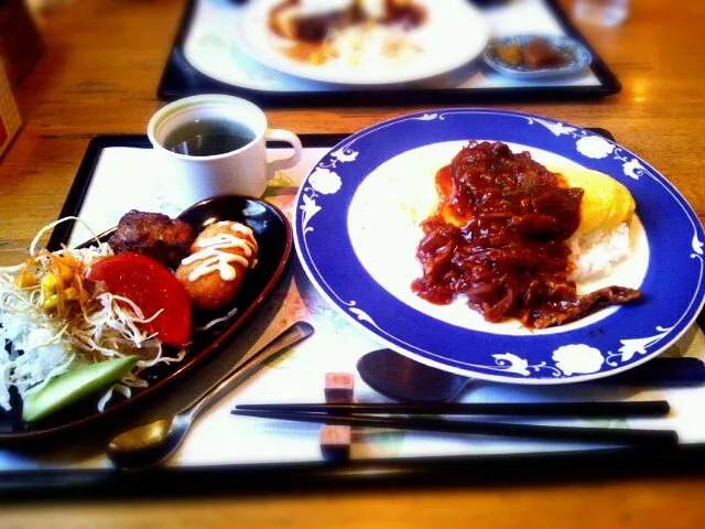 オムハヤシ定食|すずさん