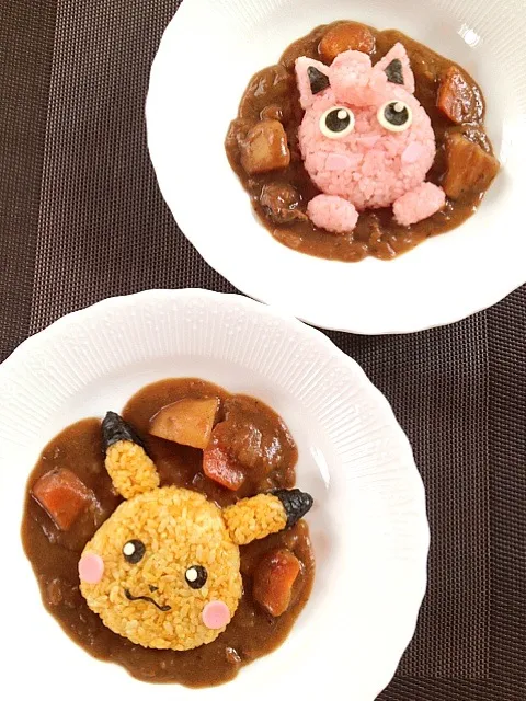 Snapdishの料理写真:ピカチュウカレー＆プリンカレー|Hiromiromiさん