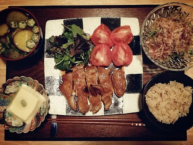 今日の晩ごはん 鳥ももの照り焼きと竹の子ごはん|りささん