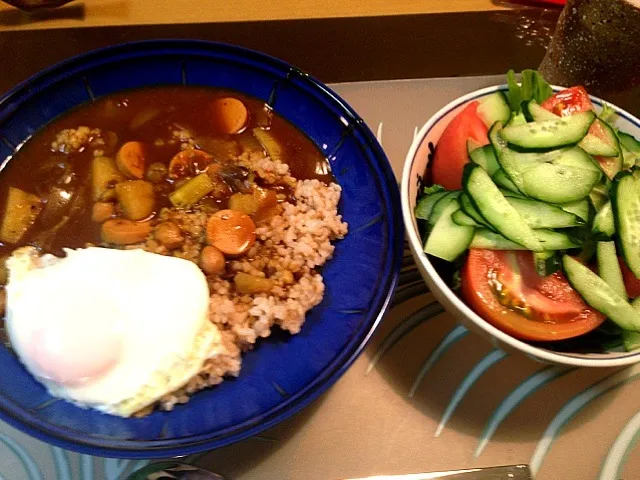 前日の野菜スープにカレー粉入れて！簡単カレーライス(^^)|Tomokoさん