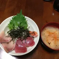 海鮮丼、味噌汁|ゆきさん