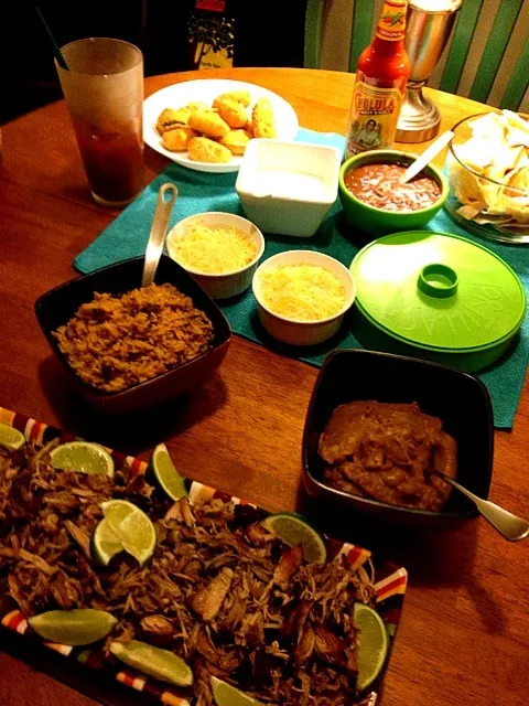 Snapdishの料理写真:Pork Carnitas with rice and gondules|tammy hayesさん