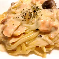 サーモンのクリームパスタ|ぽてさらさん